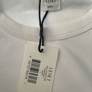 LESET White Ribbed Tee